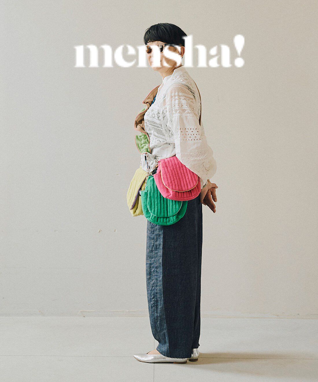 mensha!［メンシャ！］|mensha!　まるでデニム！？ 軽くてやわらかいデニガーゼパンツの会|モデル身長 ：162cm 着用サイズ ：M