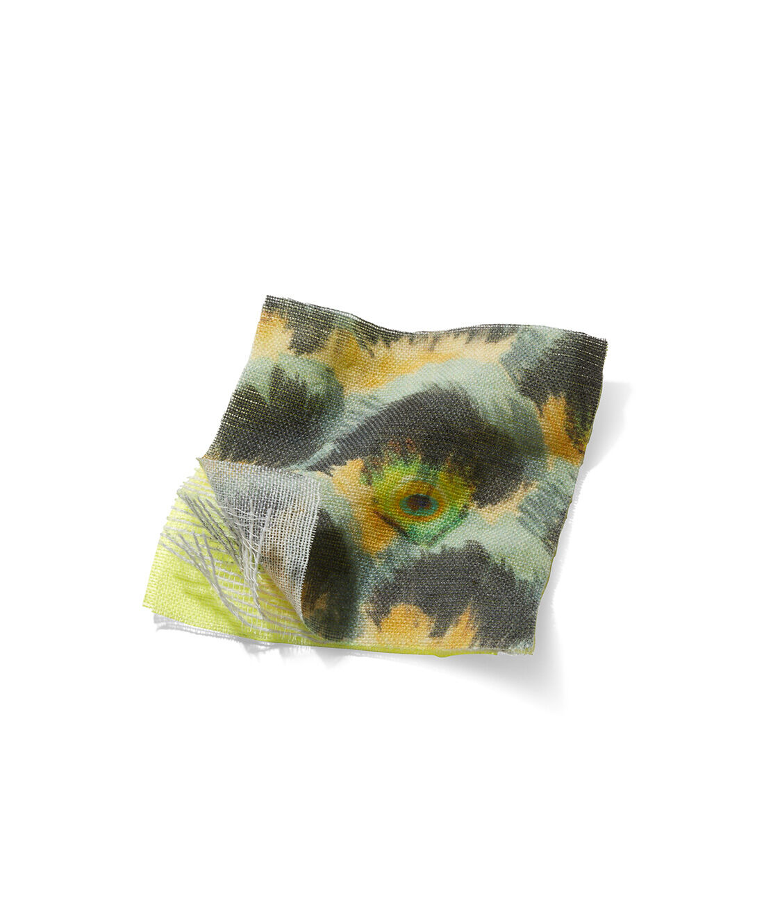 mensha!|旭山動物園・ボルネオの森応援商品　mensha!　インドクジャク柄 4重ガーゼストールケット〈ブラック&times;グリーン〉|層の間に空気を含んでふっくらやさしく暖かい、綿100％の4重ガーゼ素材。裏面は先染めで顔映り明るく、肌ざわり良好。