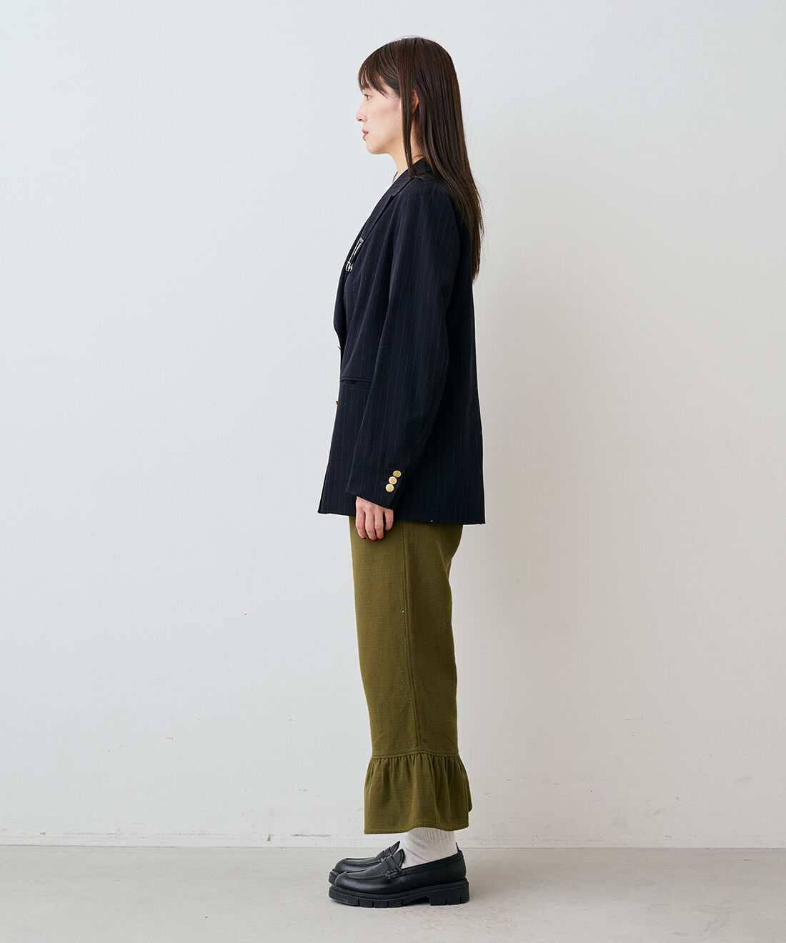 mensha!［メンシャ！］|mensha!　ネグリジェ気分 コットン微起毛 ヘムフリルワイドパンツの会|モデル身長：169cm　着用サイズ：M