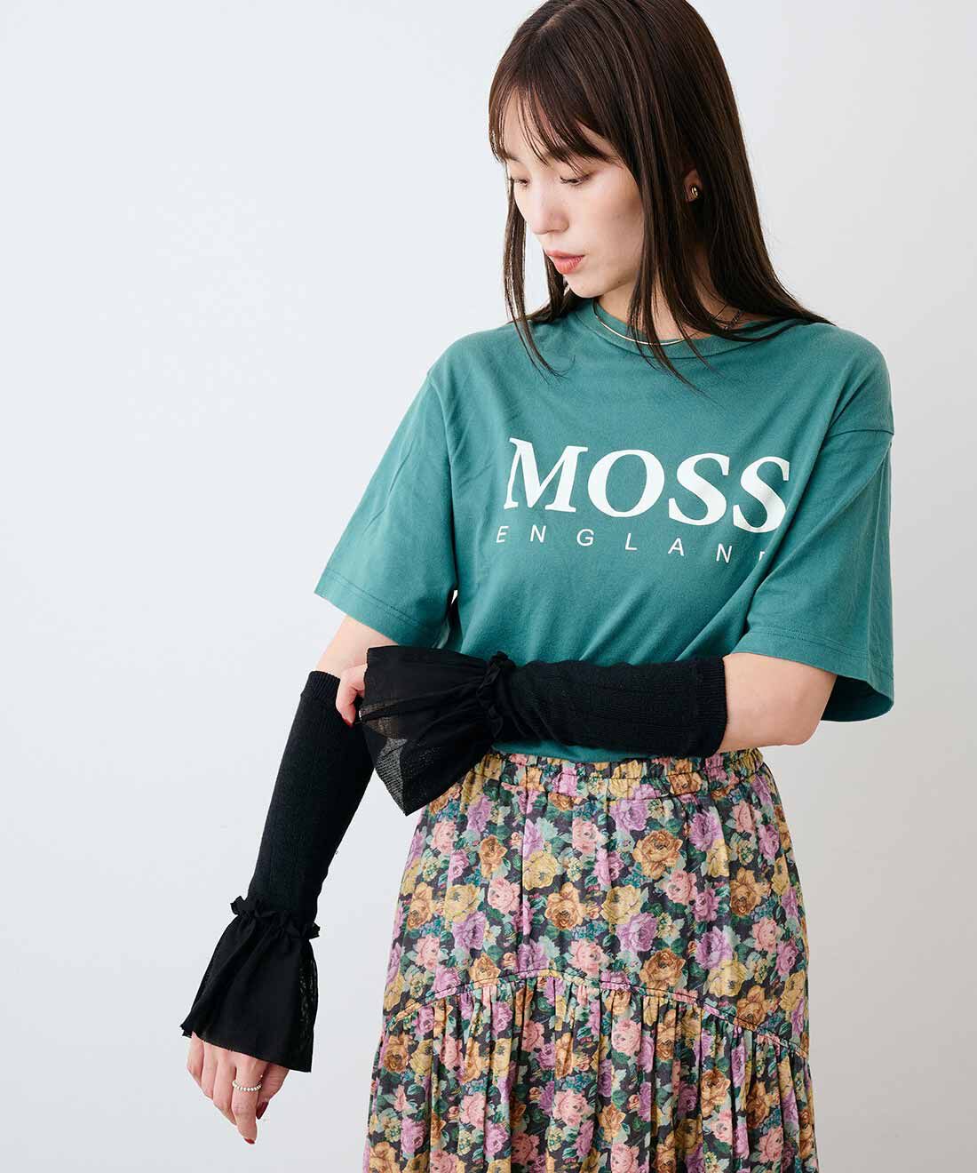 mensha!|mensha!　コットンチュールで華やか 内側シルクのフラッフィーガーゼアームウォーマーの会|モデル身長：169cm　着用サイズ：M