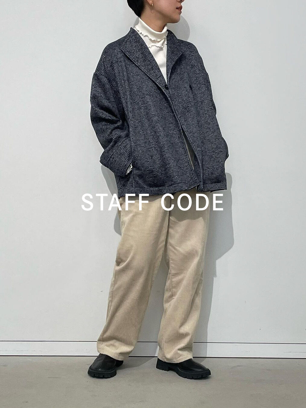 Live in  comfort|着心地パーカー級　裏起毛カットソーコートリブインのコーディネート|身長160cm/Mサイズ