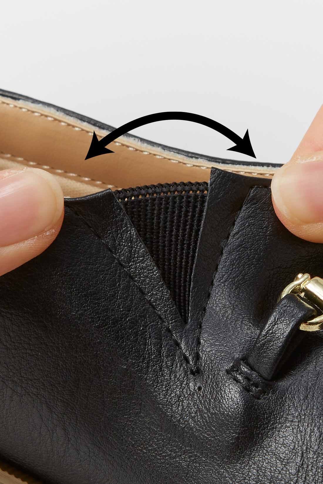 Live in comfort［リブインコンフォート］|リブ イン コンフォート はまじとコラボ ビット遣いが上品な やわらかフラットシューティ〈ホワイト〉|内側のダブルゴム仕様で脱ぎ履きらくちん。※お届けするカラーとは異なります。