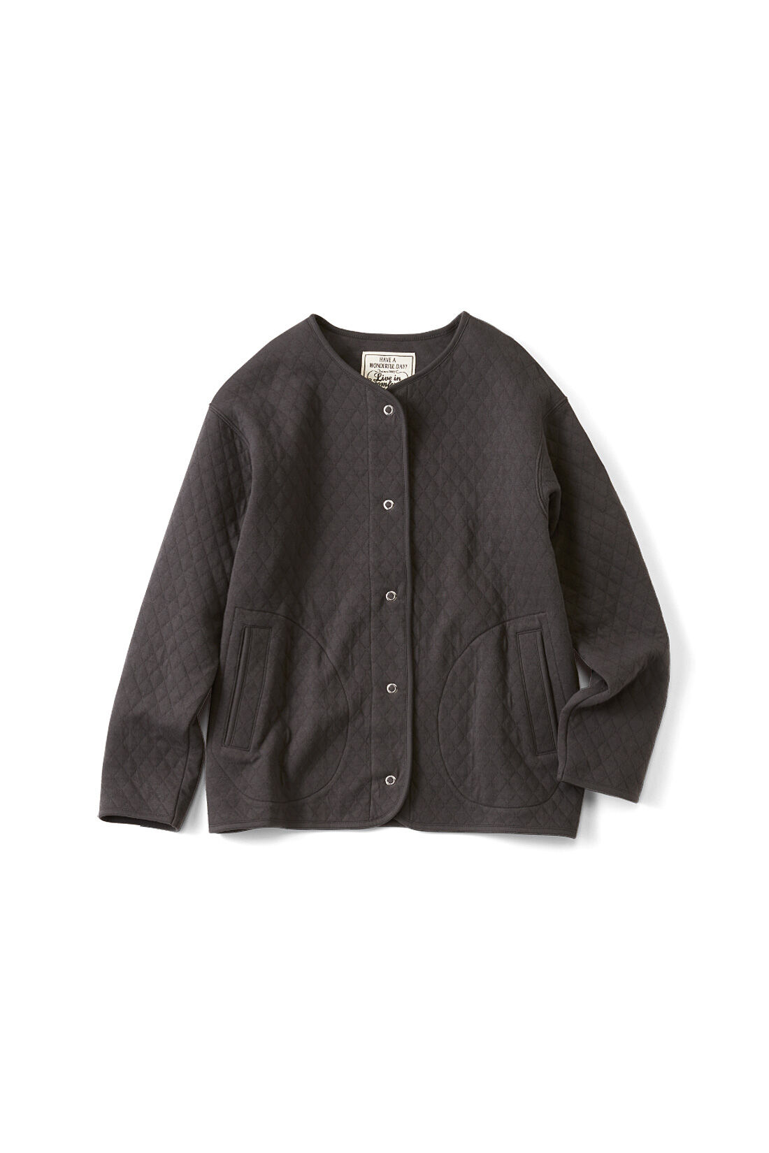 Live in  comfort|リブ イン コンフォート　パッとはおって着心地やさしい　ふかふかキルティングカットソージャケット 〈ネイビー〉|チャコールグレー