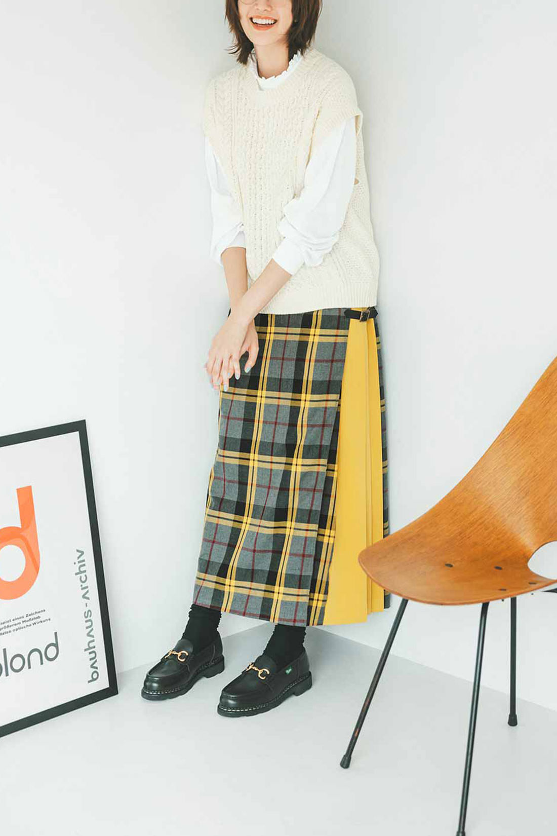 Live in comfort［リブインコンフォート］|リブ イン コンフォート 人気スタイリスト 石上美津江さんとつくった カットソートップスとニットベストのセット〈ホワイト＆アイボリー〉