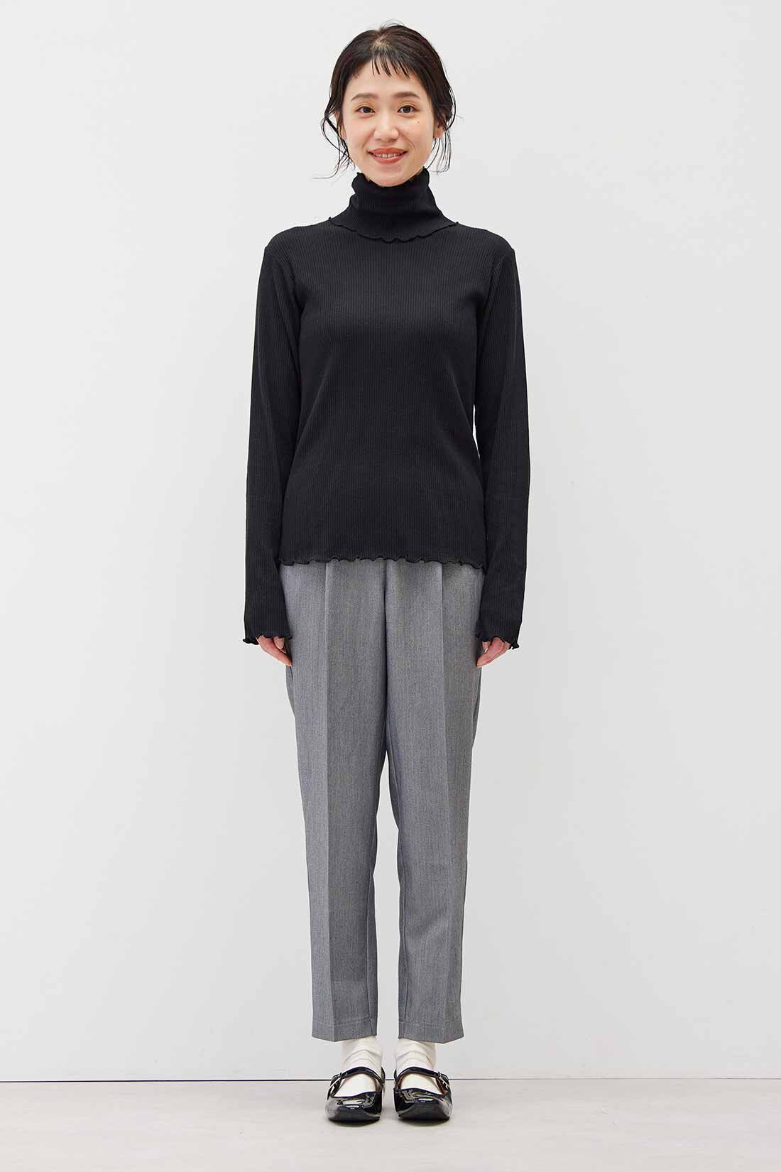 Live in  comfort|リブ イン コンフォート　オンでもオフでも週7活躍！ きれいだねパンツ〈テーパード〉〈グレーヘリンボーン〉