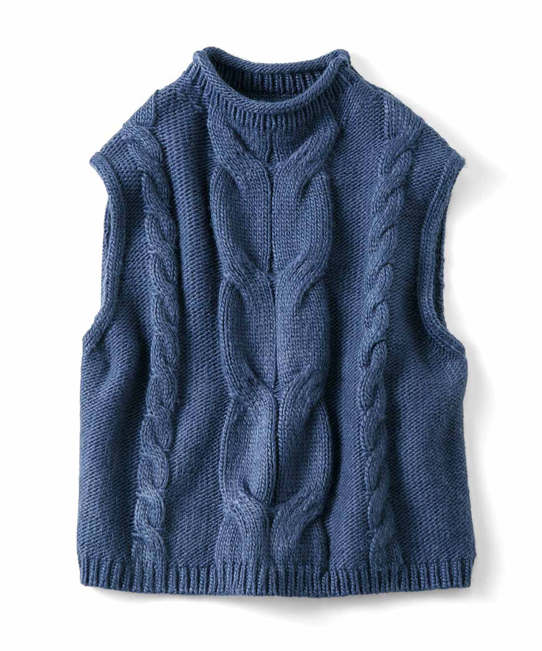 Live in  comfort|リブ イン コンフォート 重ねるだけでこなれコーデが完成する ざっくりニットベスト|ネイビー