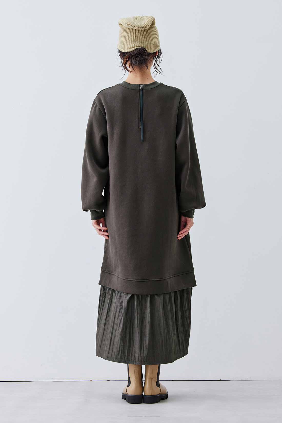 Live in comfort［リブインコンフォート］|リブ イン コンフォート 異素材遣いで品のよい 裏起毛カットソーワンピース