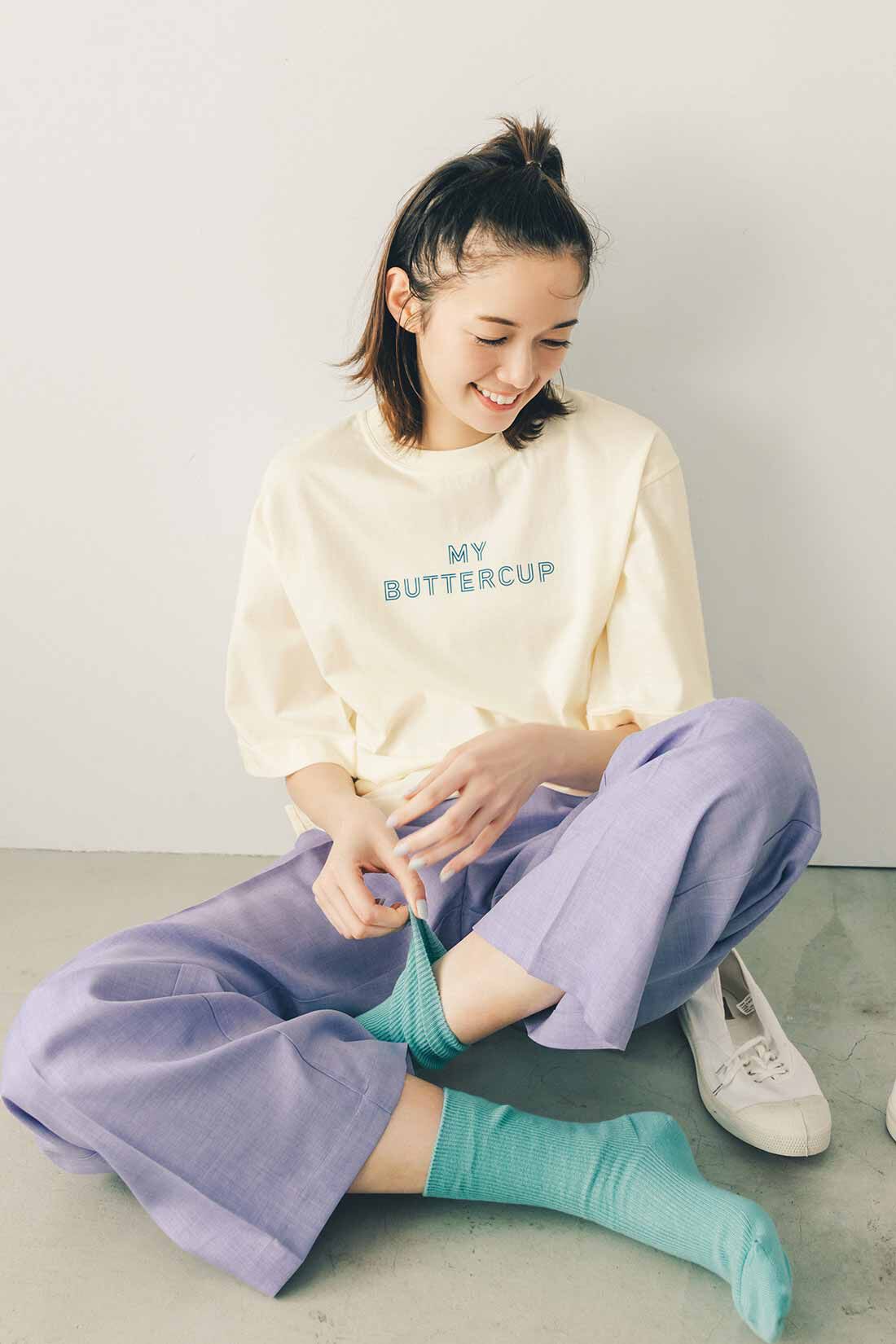 Live in comfort［リブインコンフォート］|リブ イン コンフォート×500色の色えんぴつコラボ トルコオーガニックコットン五分袖Tシャツ