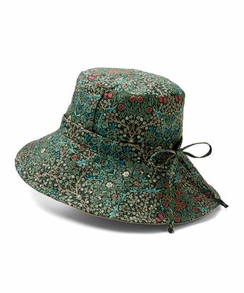 Live in  comfort | モリス ブラックソーン柄 リバーシブル ＵＶカット 撥水 ハット ダークグリーン 緑