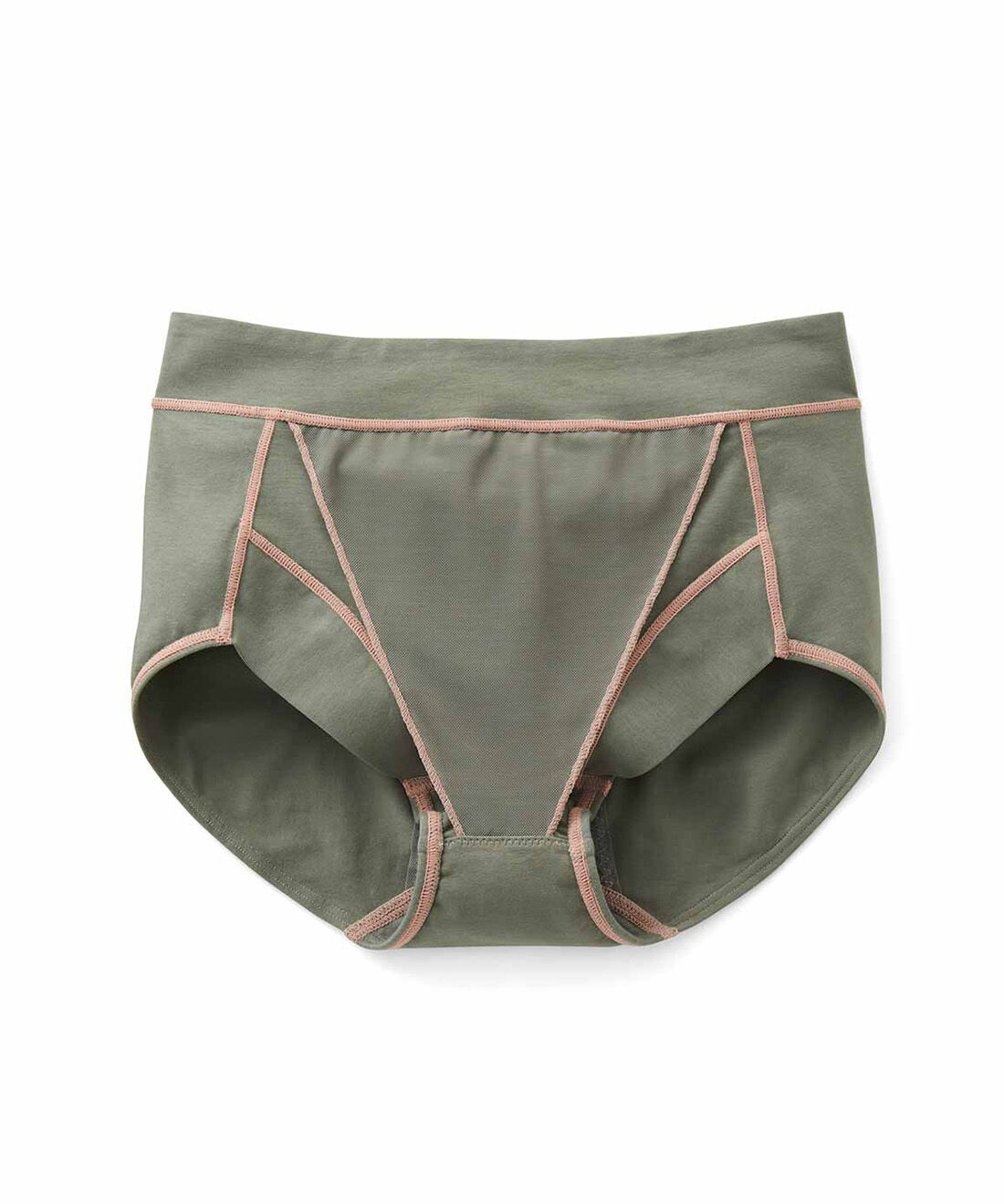 flufeel［フラフィール］|骨盤底筋引き上げサポート 肌当たりも考えた バイカラー綿混ショーツの会|〈カーキ×サーモン〉