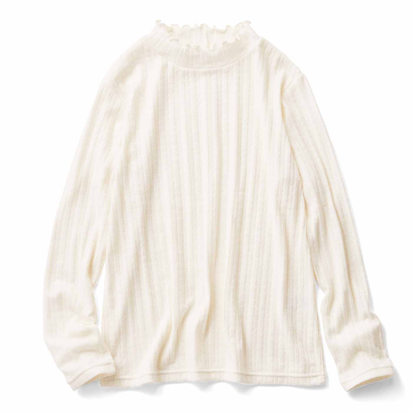 flufeel|レースのような編地にほっこりする　ふんわり起毛ハイネックインナーの会|〈クリーム〉