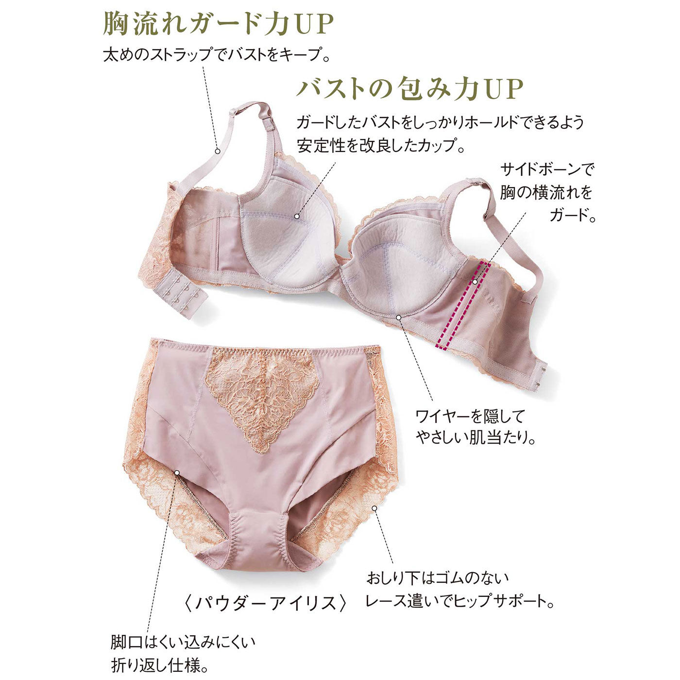 flufeel［フラフィール］|バストのキープ力アップ！ 背中への胸流れガード ブラジャー＆ショーツ〈ヌーディー〉の会