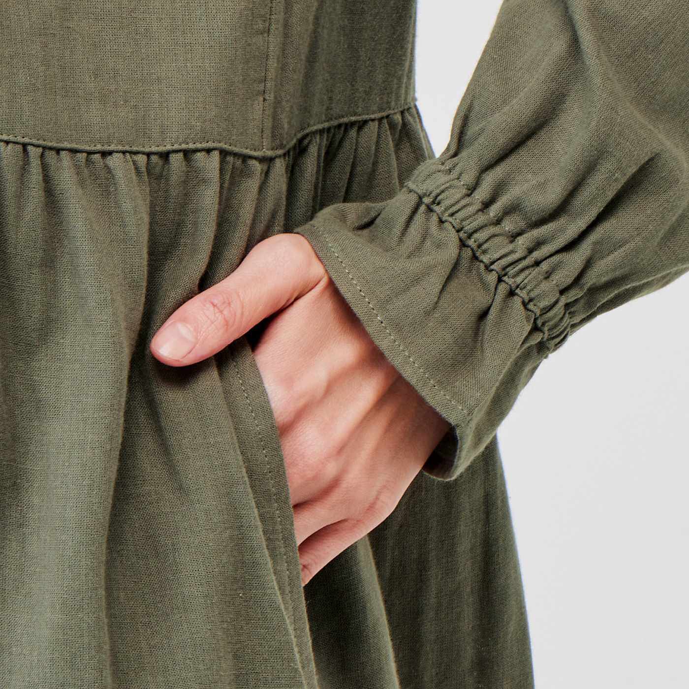 flufeel|ユルセルフ　何もしたくない日の味方 綿１００％のダブルガーゼワンピースの会|両サイドには、便利な大き目ポケット付き。