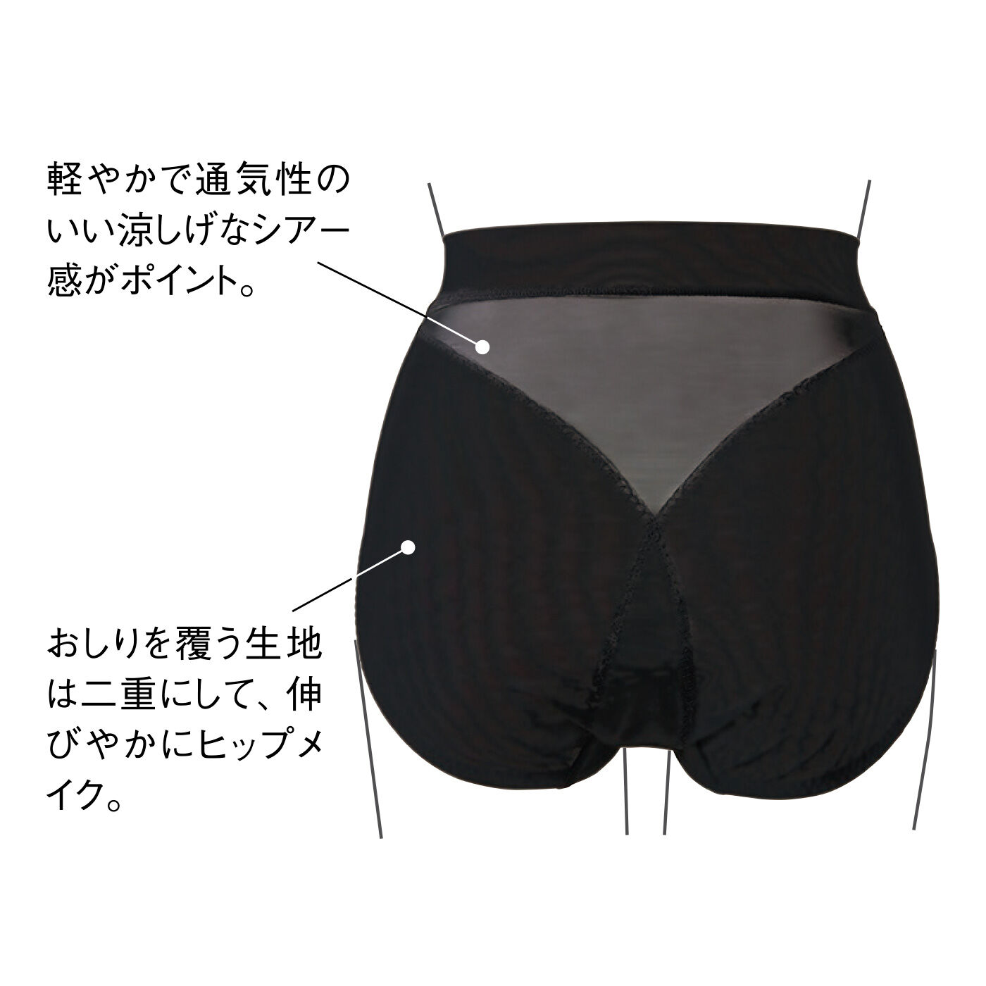 flufeel［フラフィール］|凛（りん）と軽やかにスタイリッシュ印象 ヒップと下腹ほどよくカバー シアーなショーツの会|Back