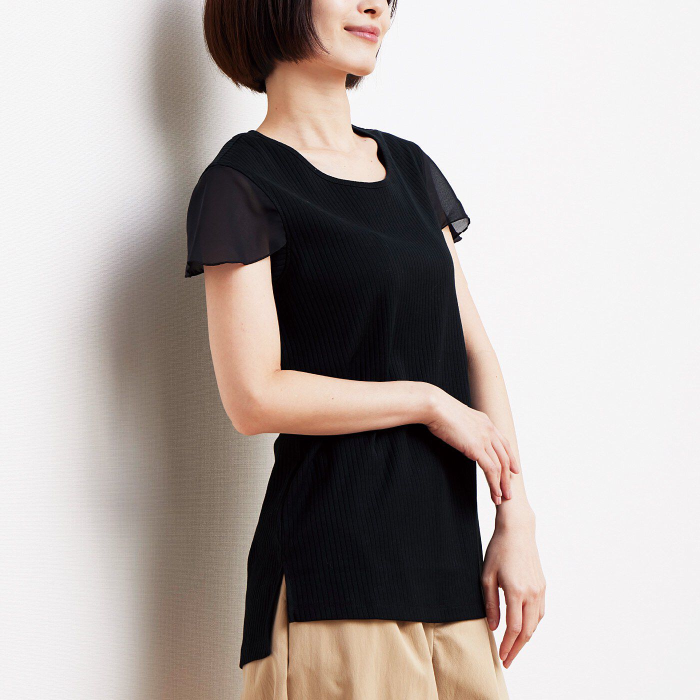 flufeel［フラフィール］|肩肉腰肉をなかったことに　ふわり袖付きワイドリブインナー〈３Ｌ～６Ｌ〉の会