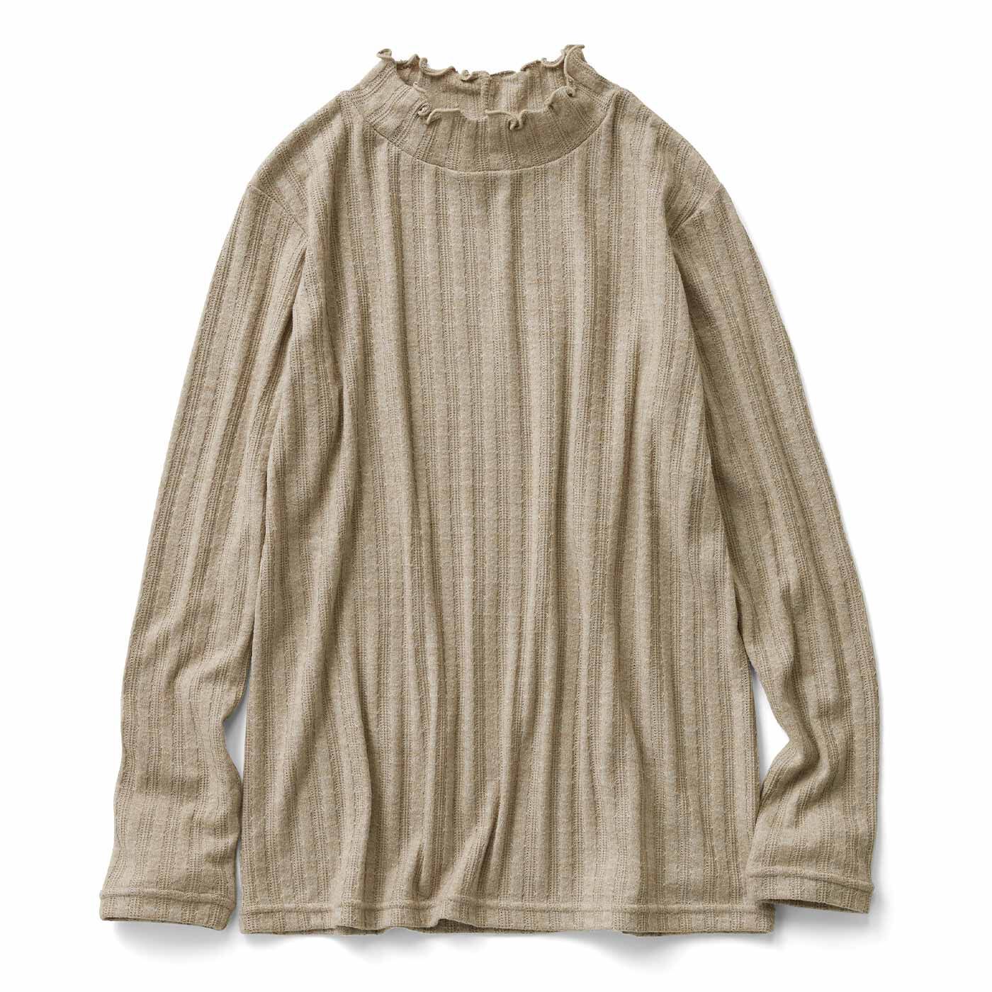 flufeel|レースのような編地にほっこりする　ふんわり起毛ハイネックインナーの会|〈ベージュ〉