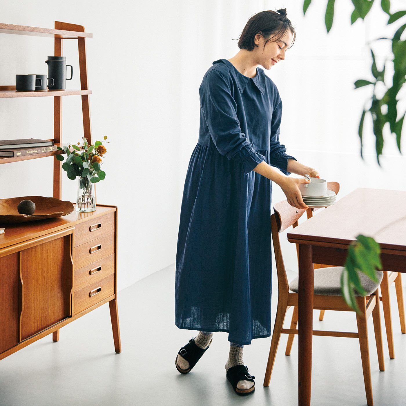 flufeel|ユルセルフ　何もしたくない日の味方 綿１００％のダブルガーゼワンピースの会|バスト部分の生地は二重仕立て。おうちではノーブラで過ごしても、トップがひびきにくい。