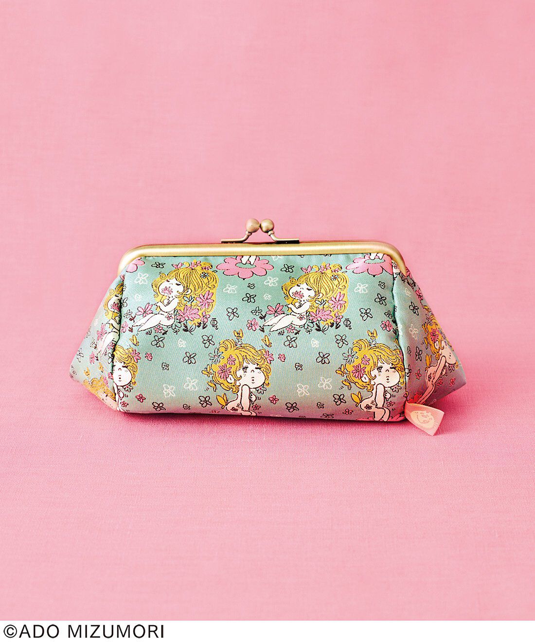 フェリシモの雑貨 Kraso|カワイイ！ 水森亜土　ジャカードがま口ポーチ〈ミント〉|〈ミント〉