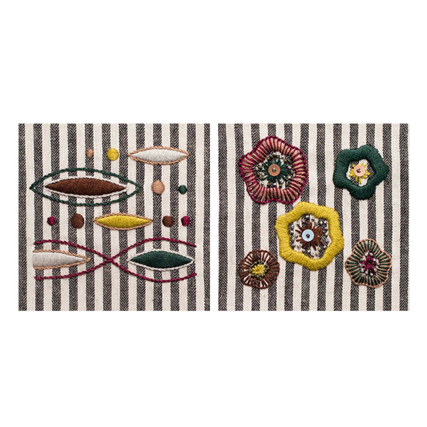 Couturier[クチュリエ]|【タイプが選べる】テキスタイルを描くように大人のモダン刺しゅうを楽しむレッスンクロス|タイプ3：面を埋めるレッスン【1】（サテンステッチなど）　律動と拡散