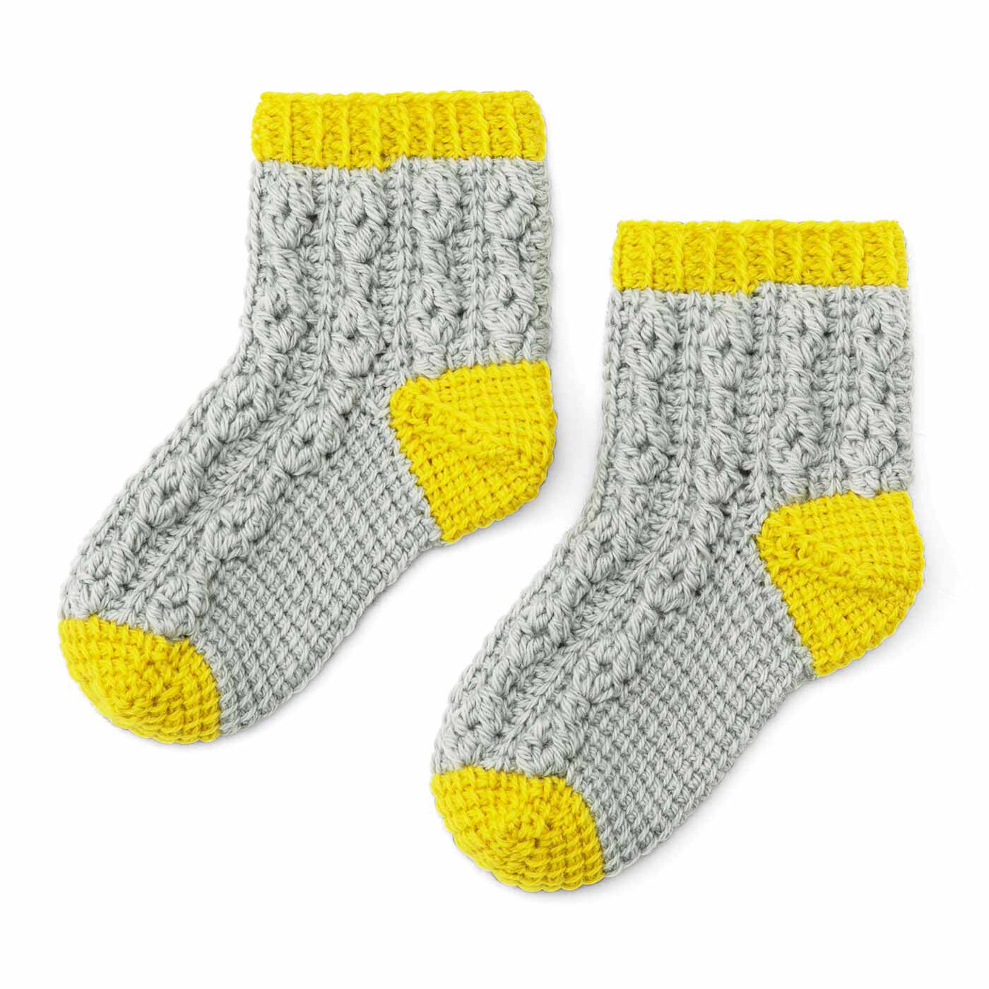 Couturier|【タイプが選べる】追いかけっこしながら編む ダブルフックが楽しい アフガン編みのルームソックス|タイプ6：雪割り福寿草