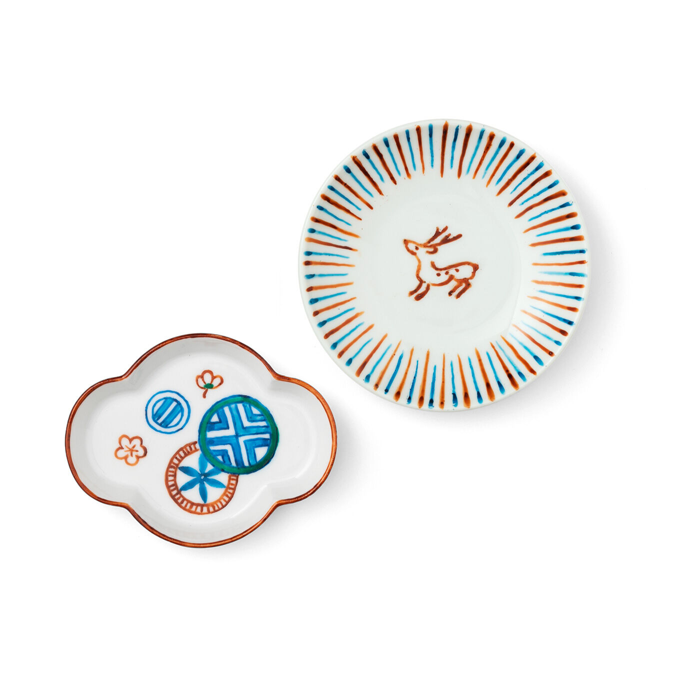 Couturier|【タイプが選べる】おうちで絵付け体験　骨董風な絵柄を楽しむ 豆皿・小皿|6：丸文と縞