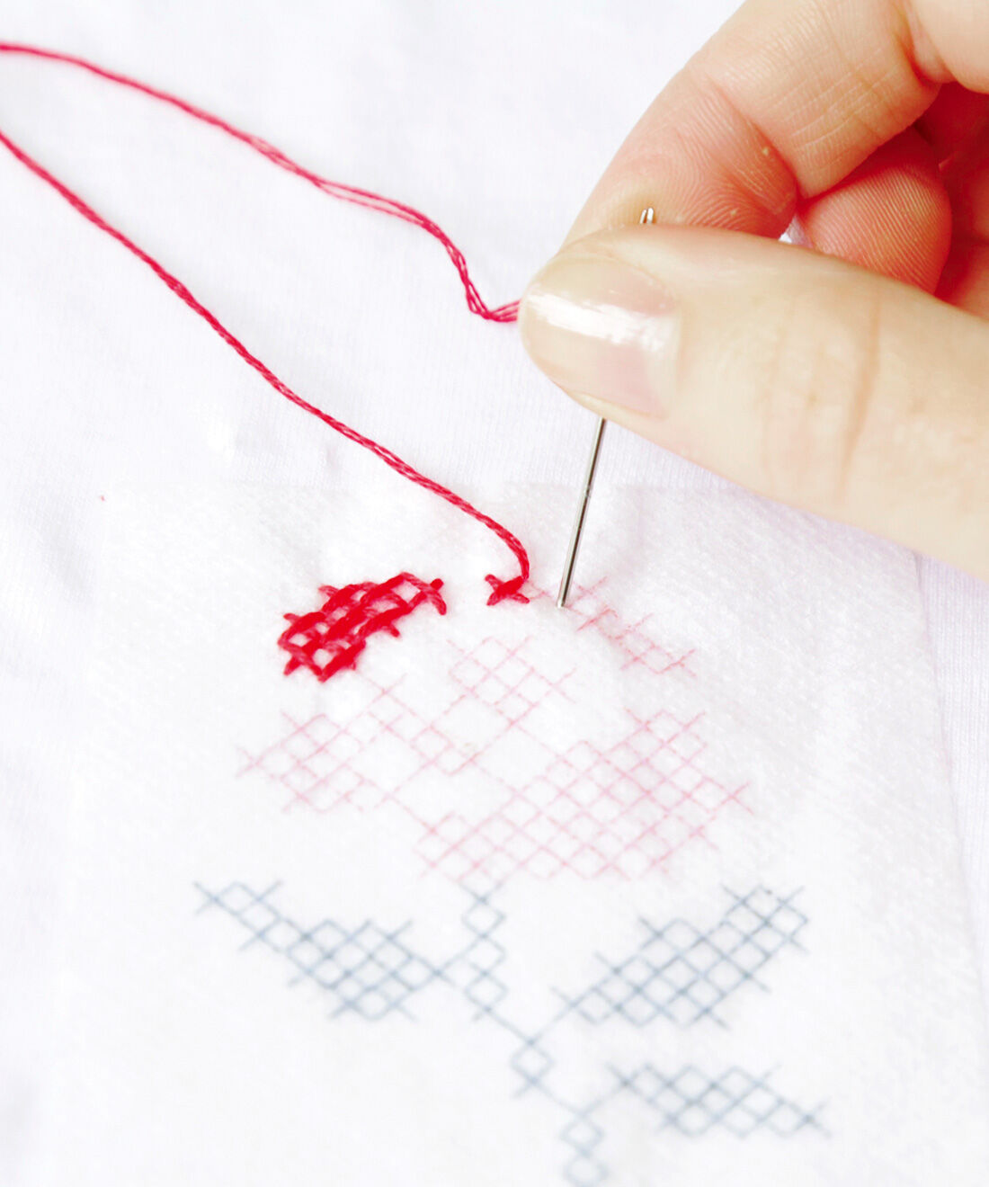 Couturier[クチュリエ]|図案を写してそのまま刺しゅう 水に溶けるマジックペーパー|刺しゅうしたい布に貼り付けて、なぞるようにステッチ。