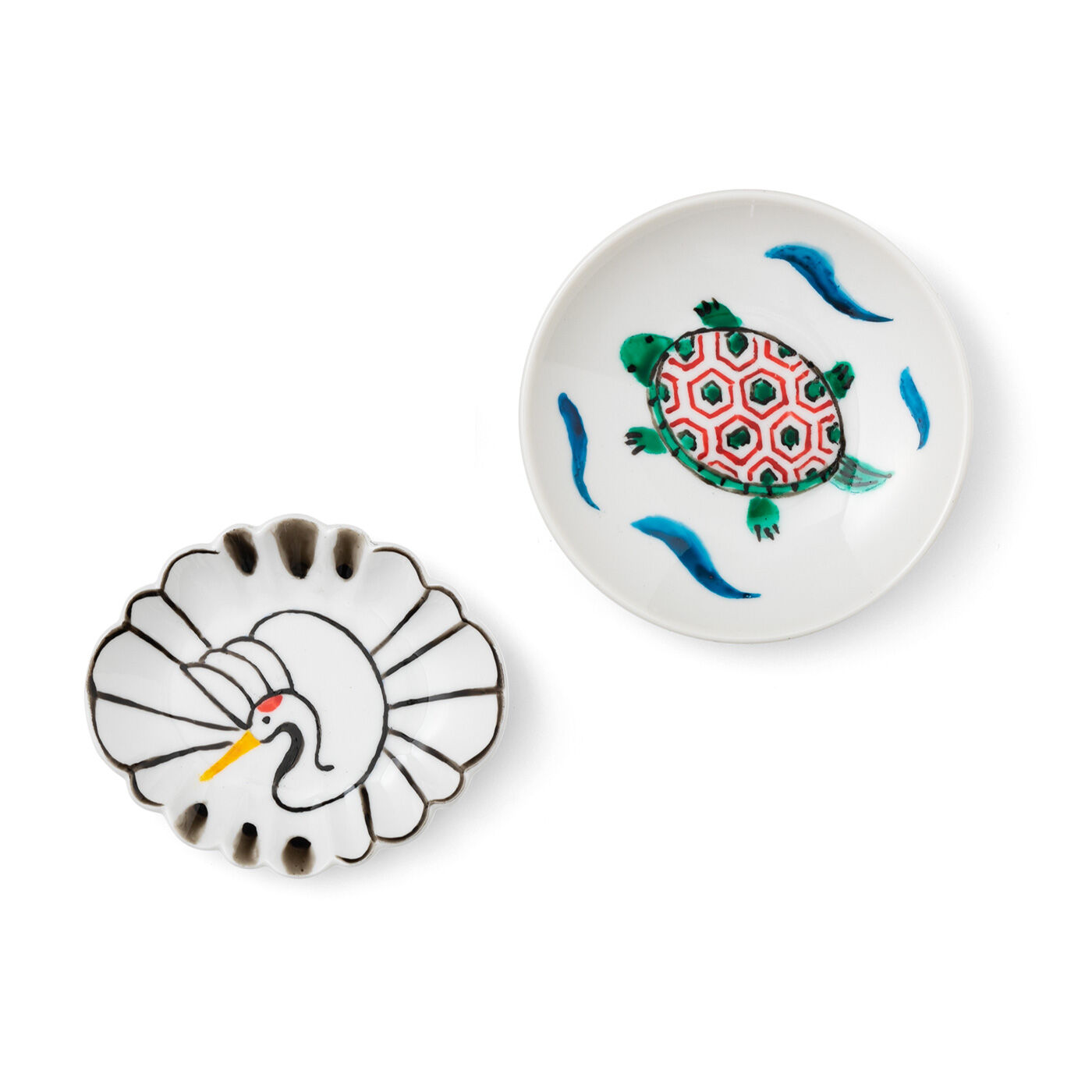 Couturier|【タイプが選べる】おうちで絵付け体験　骨董風な絵柄を楽しむ 豆皿・小皿|8：鶴と亀