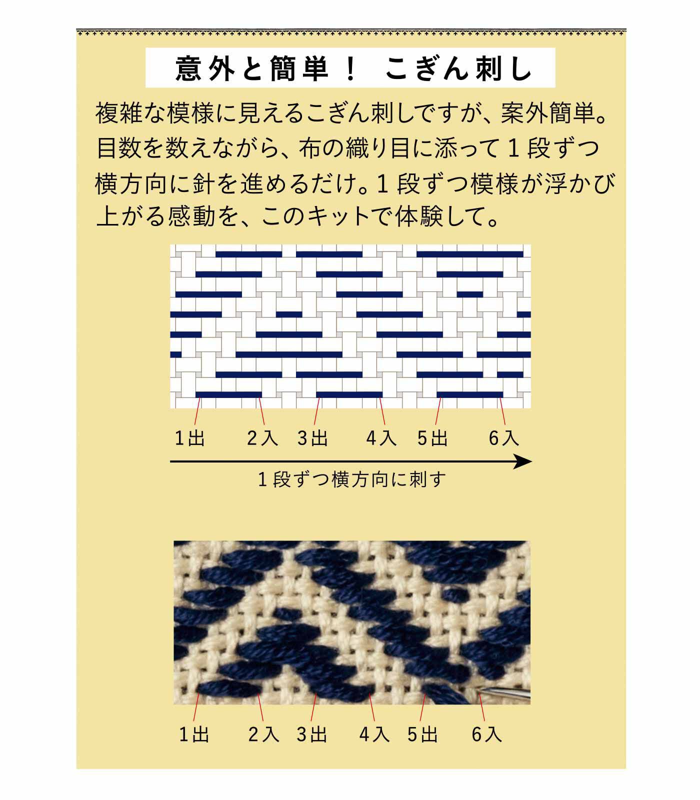 Couturier[クチュリエ]|少しずつ浮かび上がる模様が素敵 こぎん刺しサンプラーの会