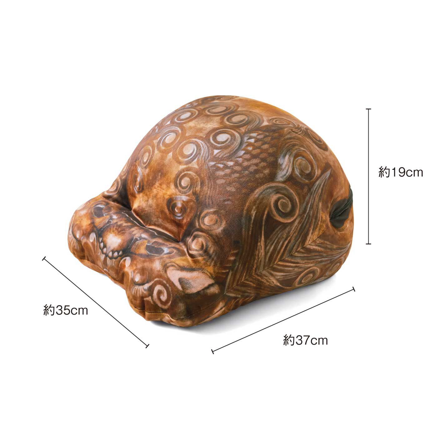 ミニツク|眠らない魚も夢心地 ふわもち木魚クッション|お部屋になじむ、ウッディーカラー。たっぷり中わた入りでふっくら。