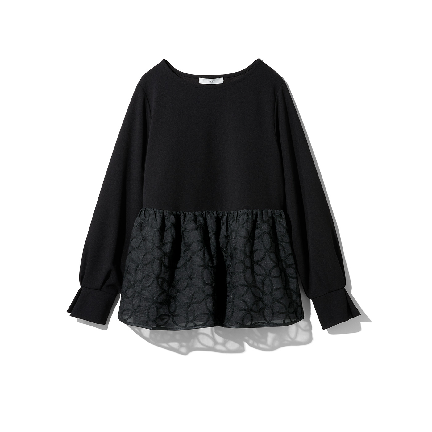 IEDIT［イディット］|フラワーレースドッキングトップス〈ブラック〉ＩＥ