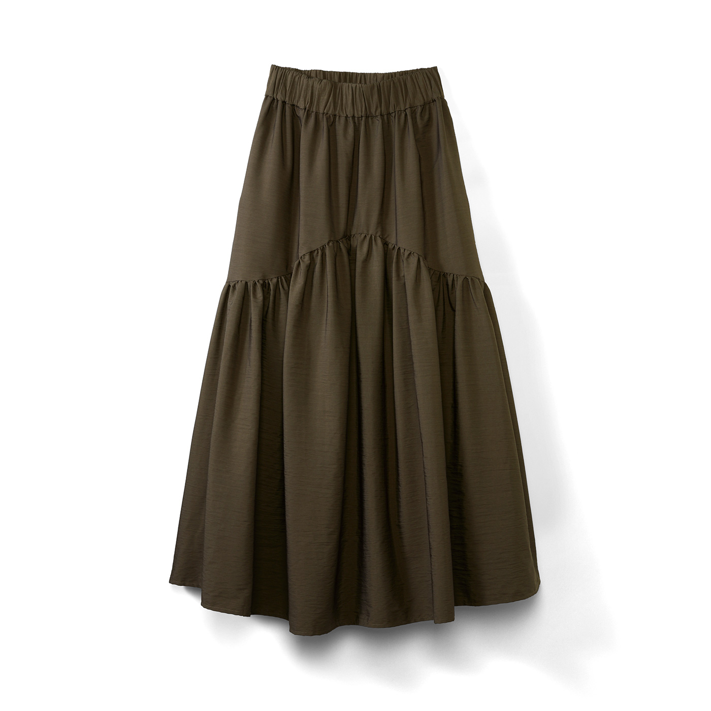 IEDIT|【L～4Lの低身長/高身長さん向けサイズ】撥水加工 ラウンド切り替えギャザースカート〈ダークブラウン〉