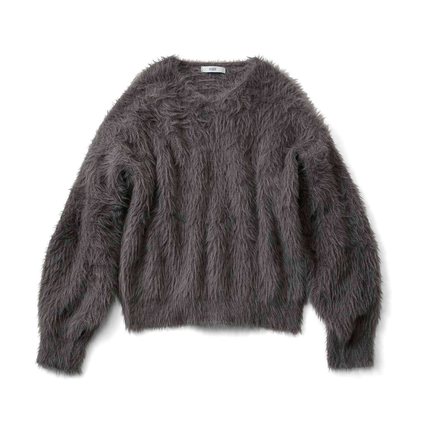 IEDIT|あぜシャギーＶニット〈グレージュ〉ＩＥ