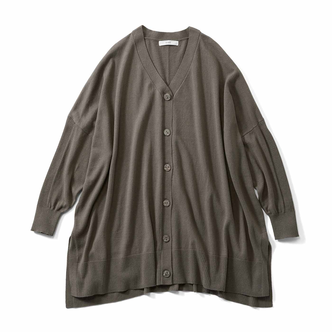 IEDIT［イディット］|シェル風ボタンカーデ〈グレー〉ＩＥ