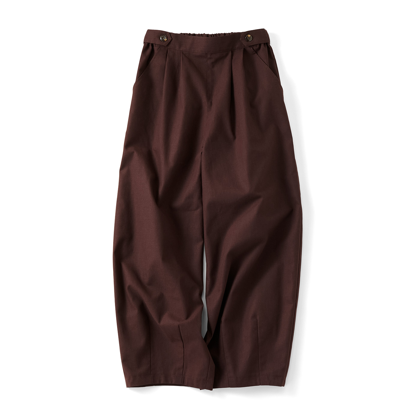 IEDIT|麻混カーブパンツ〈ブラウン〉ＩＥ