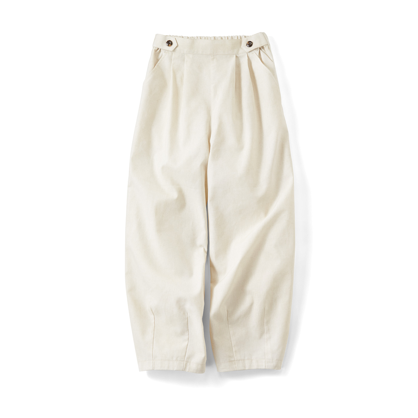 IEDIT|麻混カーブパンツ〈ベージュ〉ＩＥ