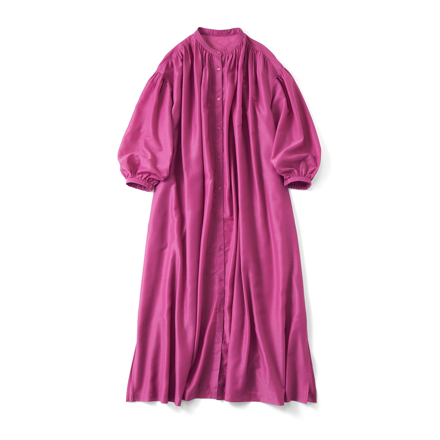 IEDIT|野々村さんシャツワンピ〈フューシャピンク〉ＩＥ