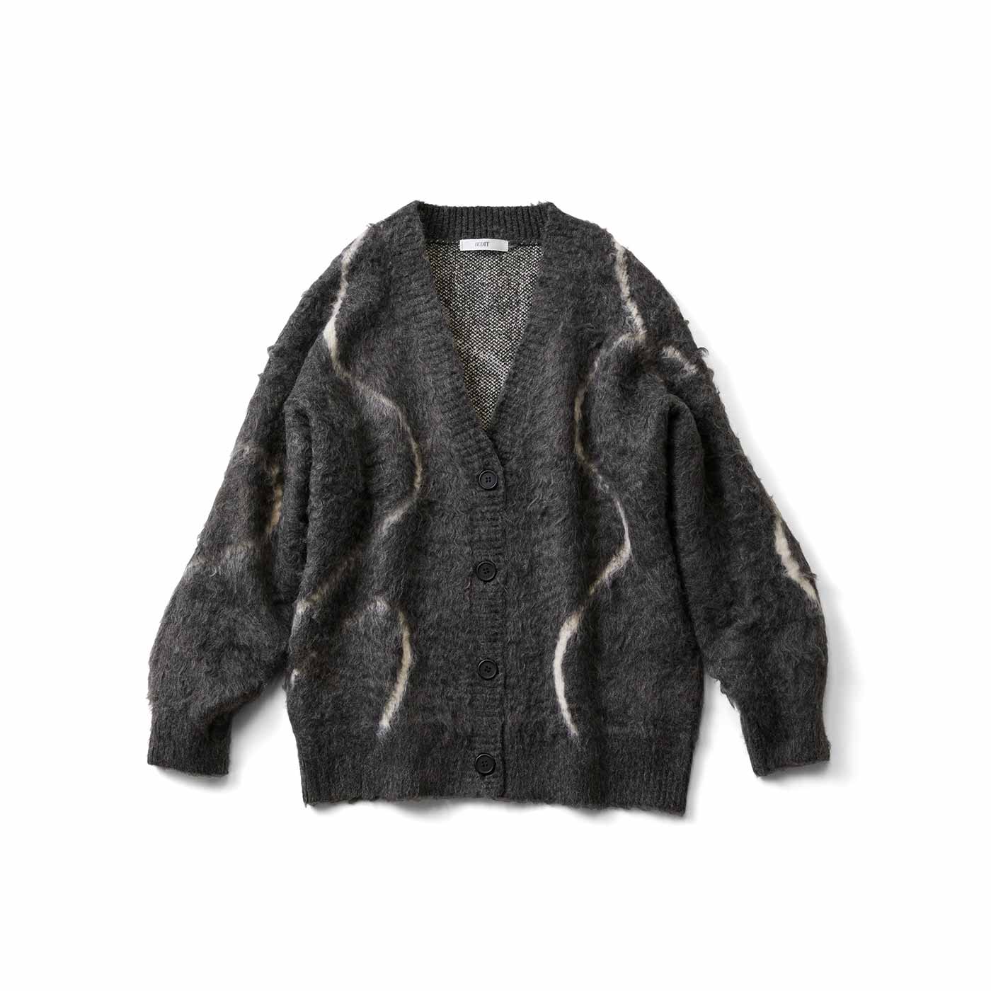 IEDIT|ライン柄起毛カーデ〈グレー〉ＩＥ