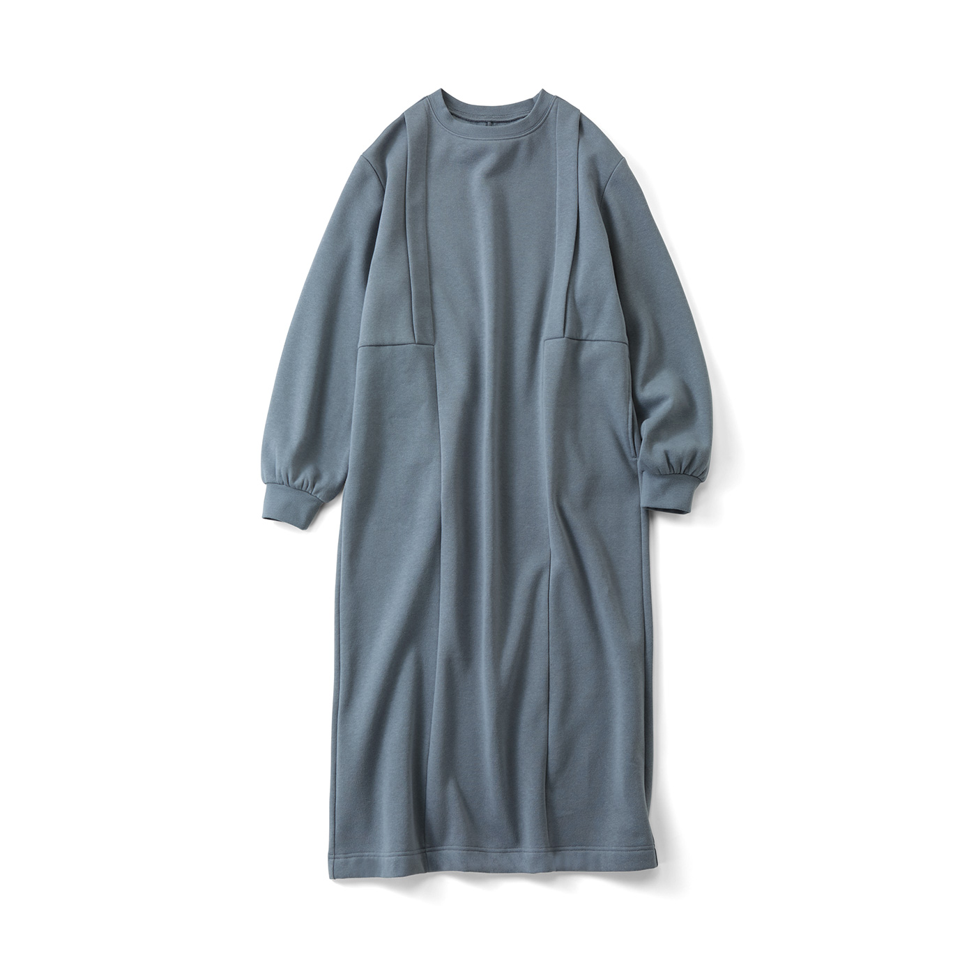 IEDIT［イディット］|裏起毛タックワンピ〈ブルー〉ＩＥ