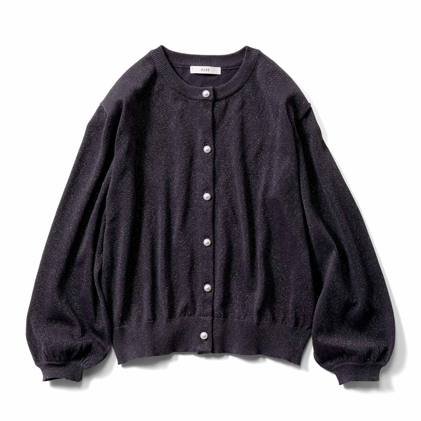 IEDIT|ラメニットカーディガン〈ブラック〉ＩＥ