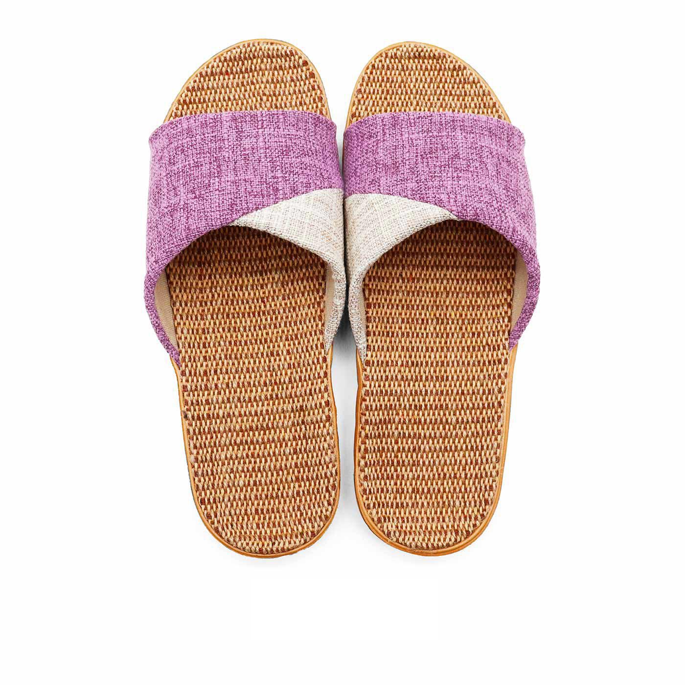 FELISSIMO PARTNERS|ジュート素材涼感切り替えルームシューズ　パープル