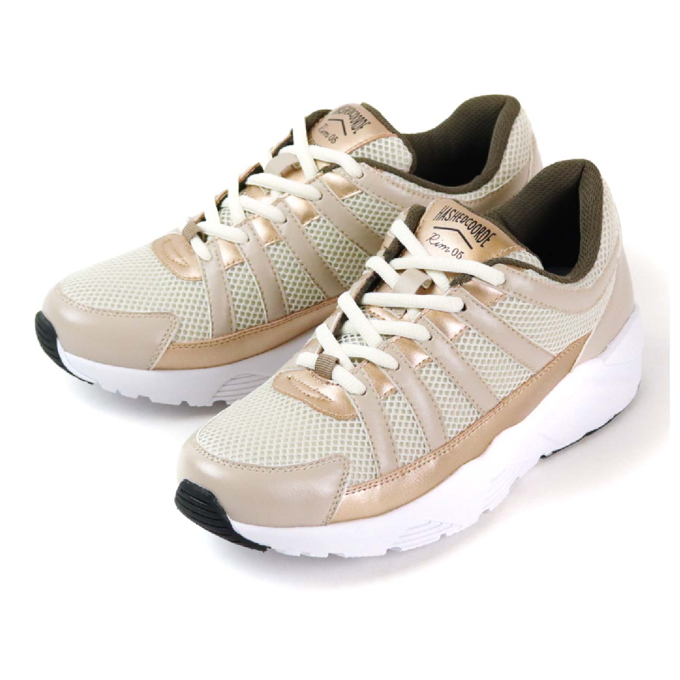 FELISSIMO PARTNERS|ハッシュドコーデメタリックスニーカー〈ベージュ〉