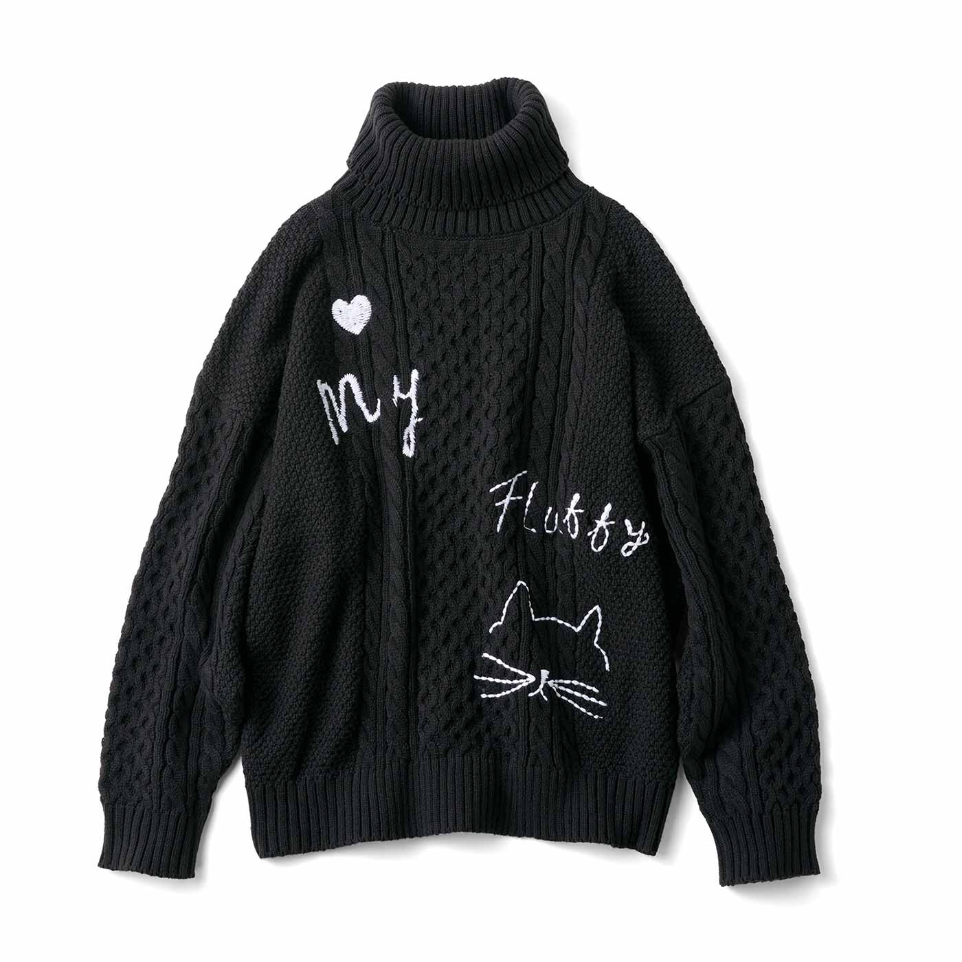 MEDE19F|刺繍入りアランニットタートル