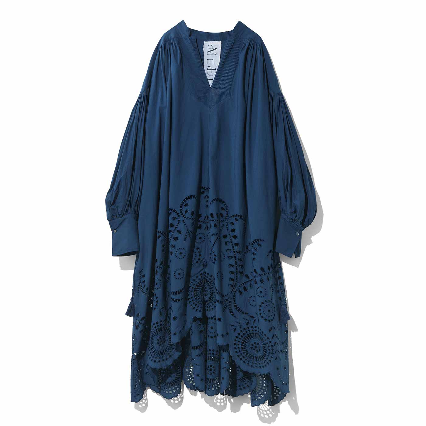 MEDE19F|【MADE IN INDIA COLLECTION】エンブロイダリーコットンワンピース〈ネイビー〉