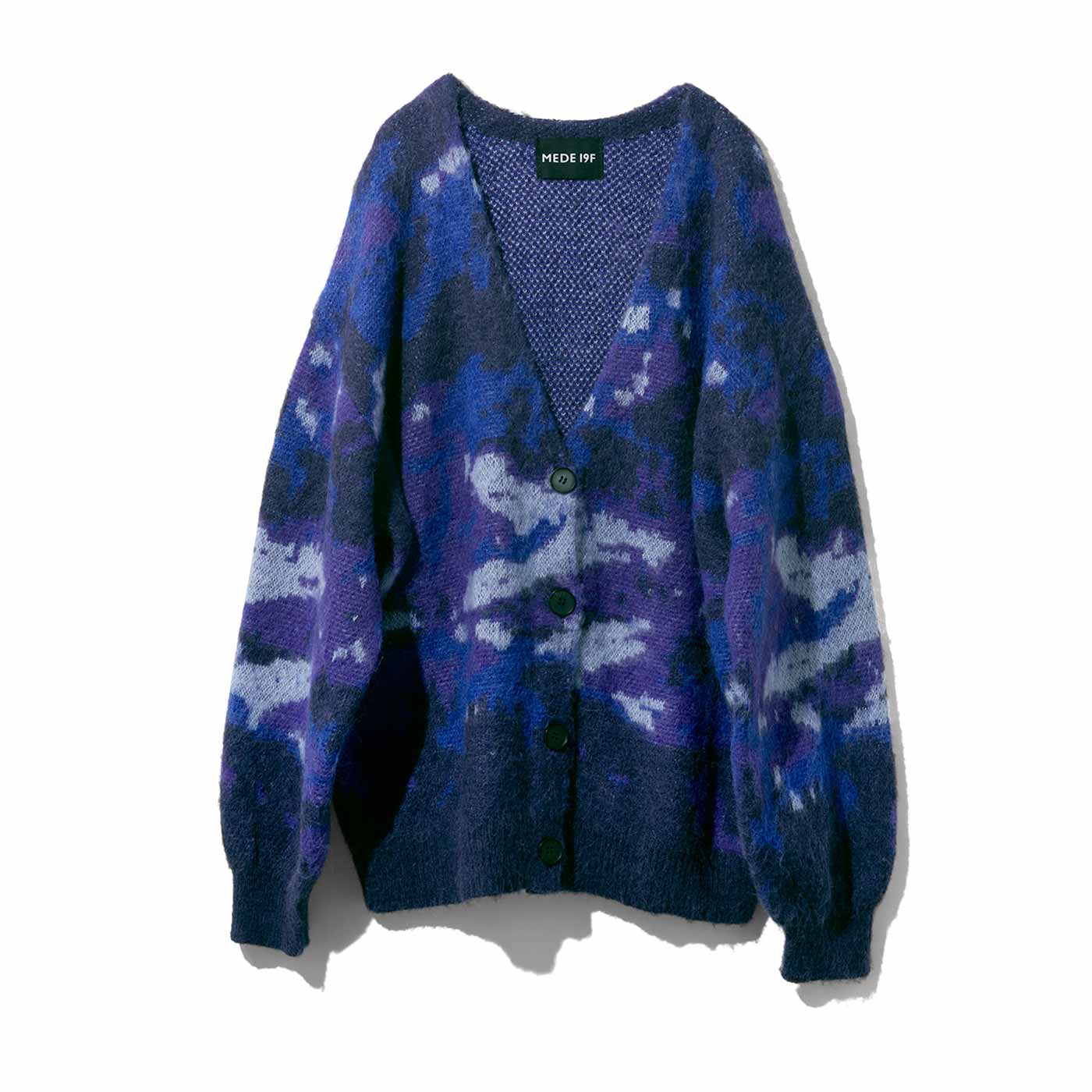 MEDE19F|モヘア混のダブルジャカードカーディガン