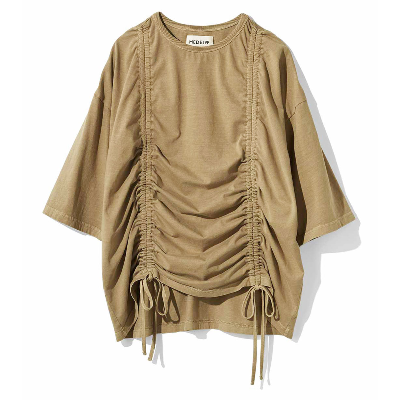 MEDE19F|ピグメント加工のギャザー遣いトップス