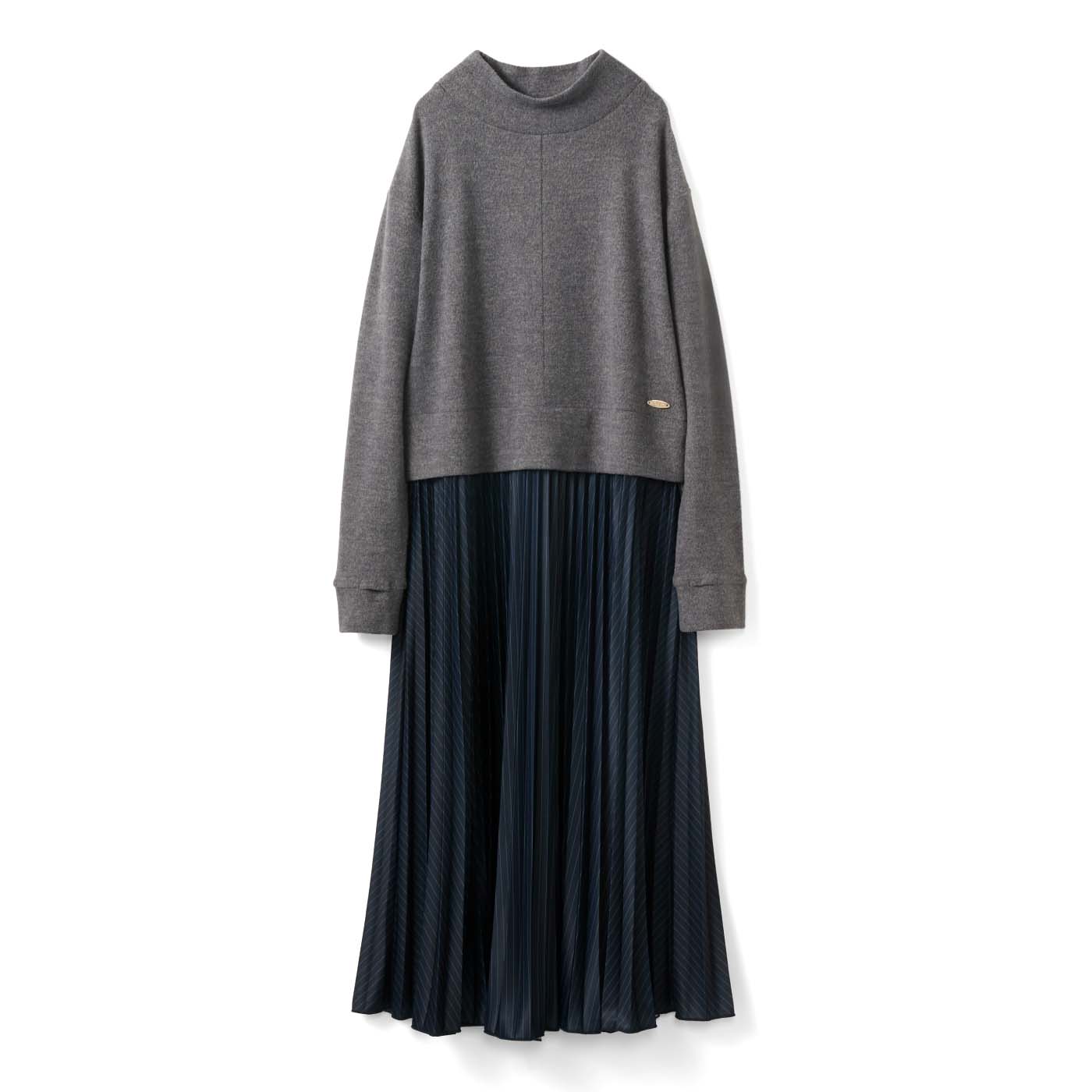 frauglatt|ｆｇ大人の女史会異素材ワンピース〈艶ネイビー〉