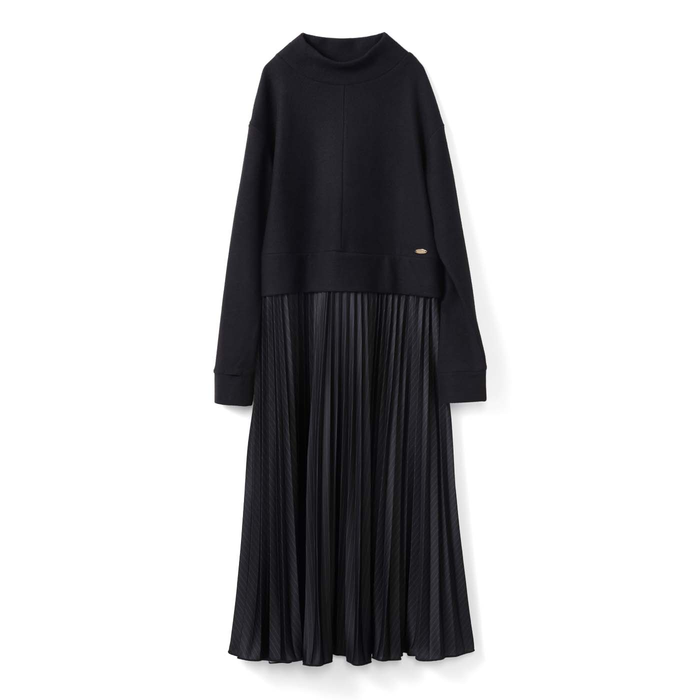 frauglatt|ｆｇ大人の女史会異素材ワンピース〈艶ブラック〉