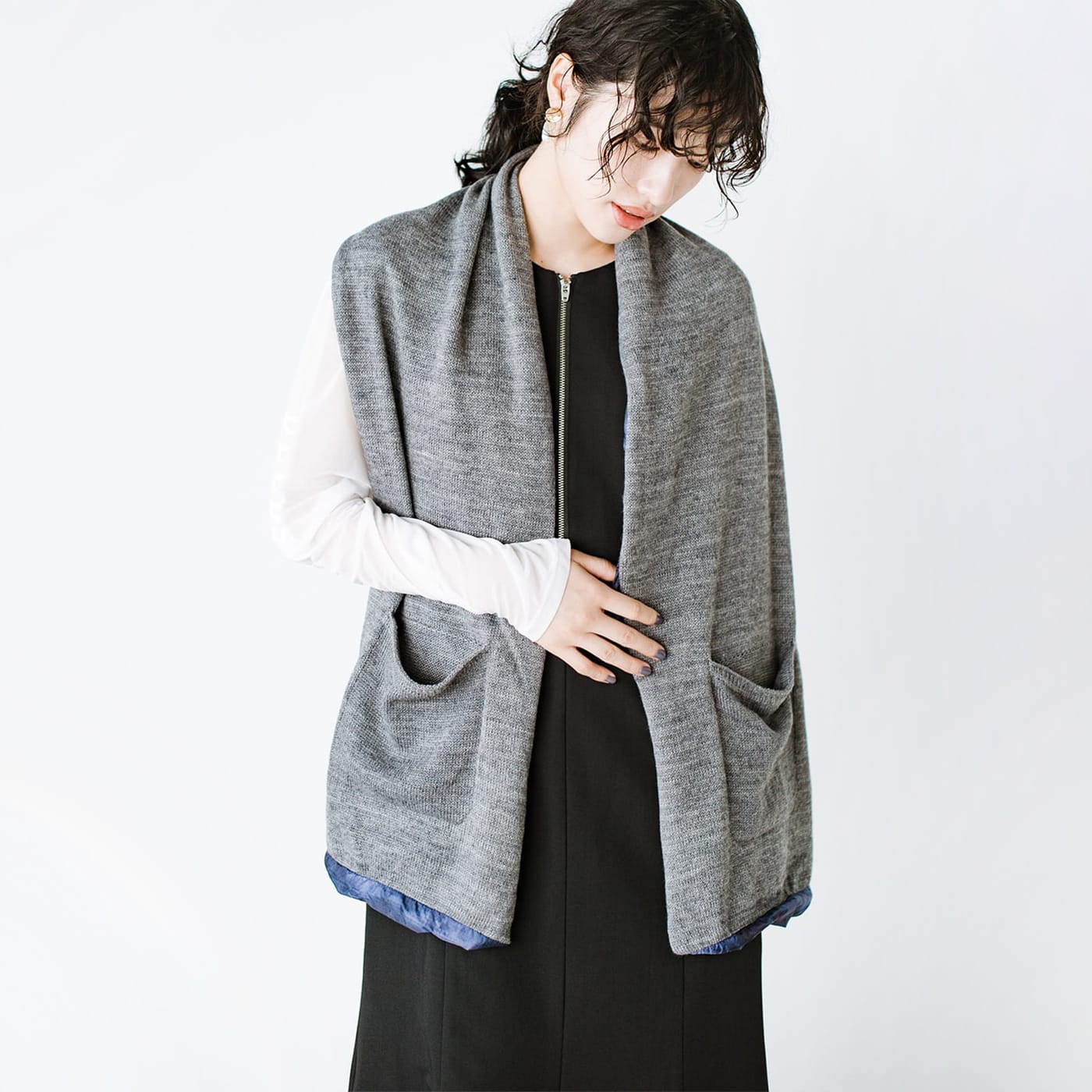 haco!［ハコ］|RIP TIEDYE PKT R/STOLE〈グレー〉