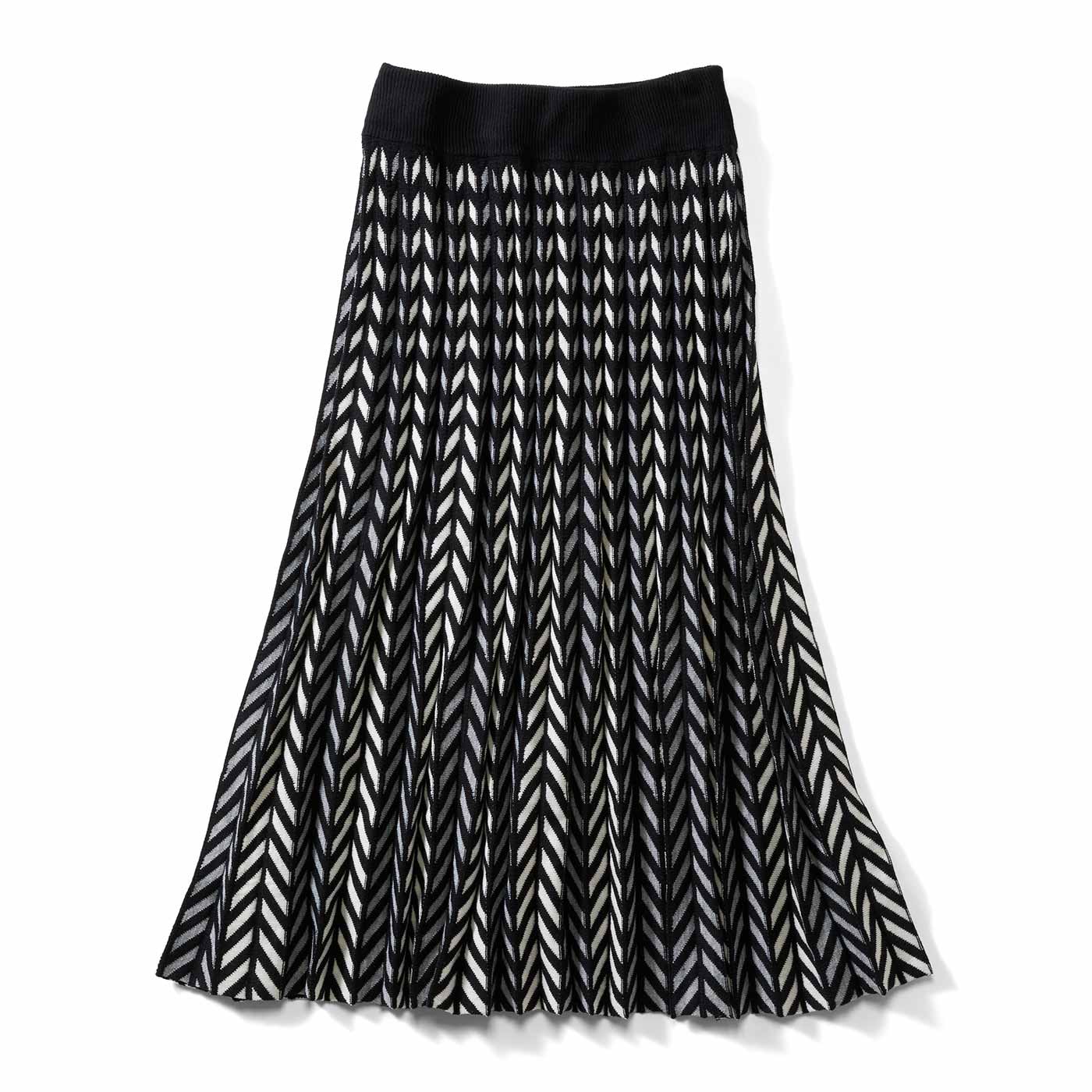 Live in comfort［リブインコンフォート］|ヘリンボーン柄プリーツニットスカート〈ＢＫ〉