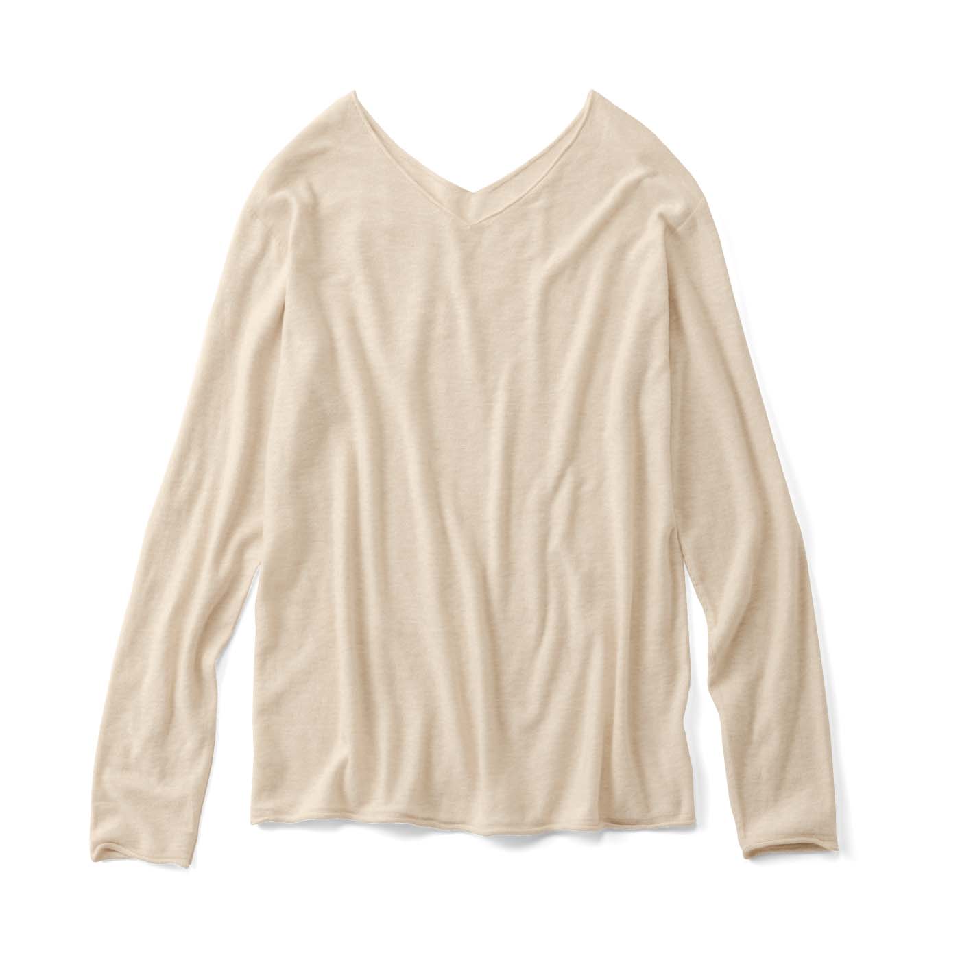 Live in  comfort|オーガニックコットン100％  長袖Ｖネックニットトップス